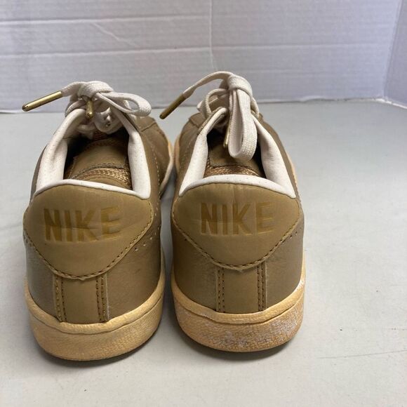 NIKE Youth Trainers Classic Premium QS-GS Leather Metallic Gold Shoes 872818-700 - Picture 9 of 12